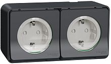 Розетка накладная с заземлением Schneider Electric Mureva Styl 2-м. крышка шторки IP55 антрацит картинка